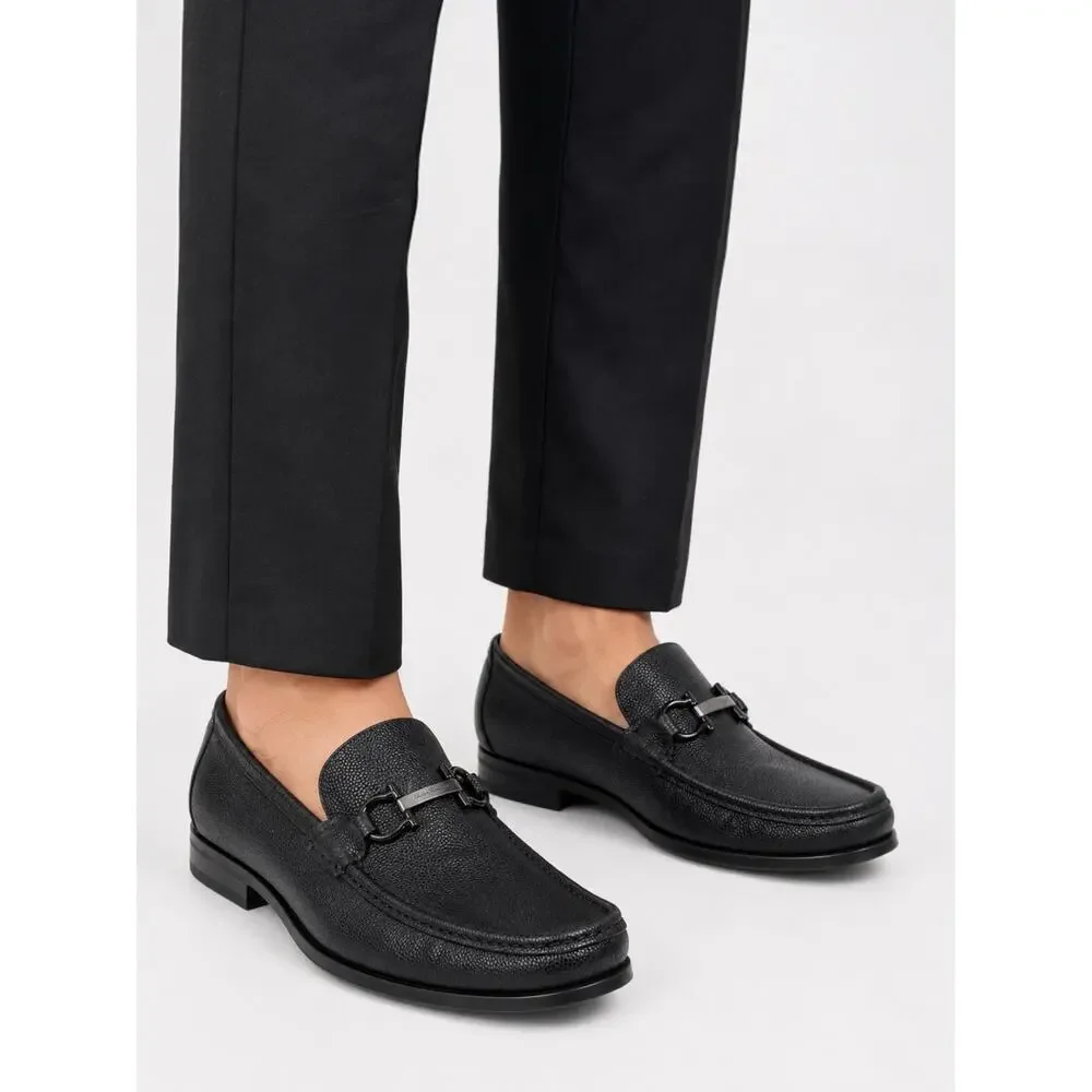 Salvatore Ferragamo Grandioso Gancini Bit Leather Loafer Black Size 10D/ 11